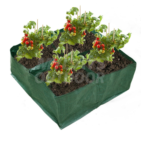 Bolsas de cultivo de jardín para cama de plantación elevada de tela PE con 4 compartimentos MDSGO-11