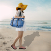 Stor strandtaske med lynlås Strandstoftaske Organizers til kvinder med mange lommer MDSCB-2