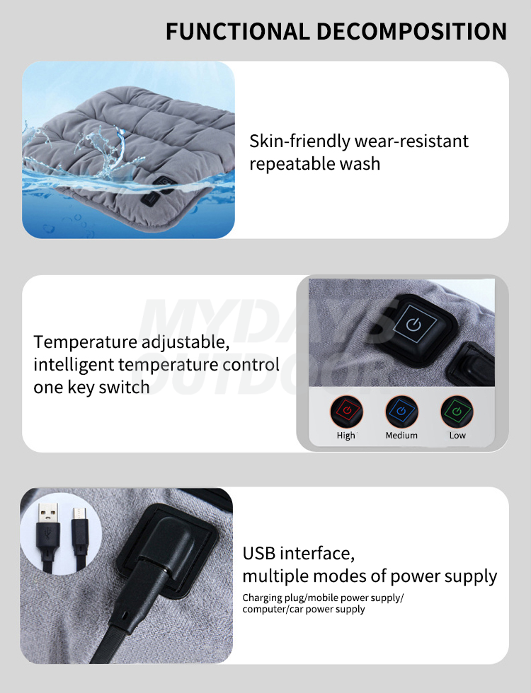  Waterproof Washable USB Power Warm Heating Seat Pads MDSCS-26