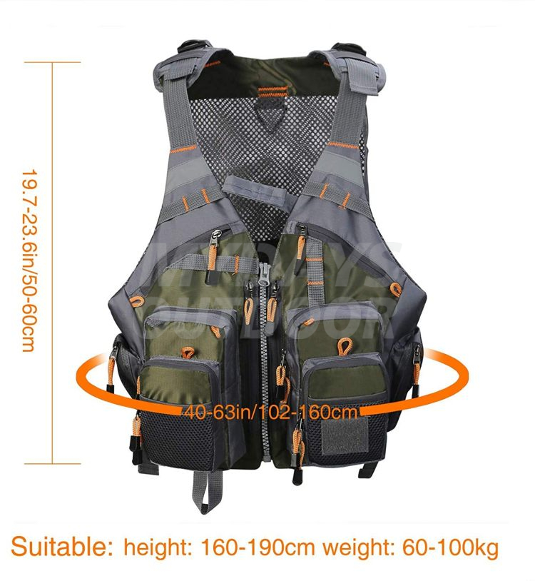 Chaleco de pesca con mosca transpirable para exteriores, chaqueta de chaleco de pesca MDSFV-2 