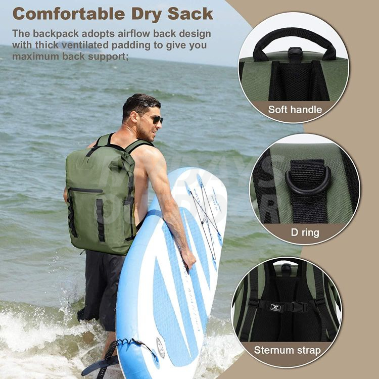 Rucksack Sack Roll-Top-Verschluss Trockentasche für Kajakfahren Rafting MDSCD-6