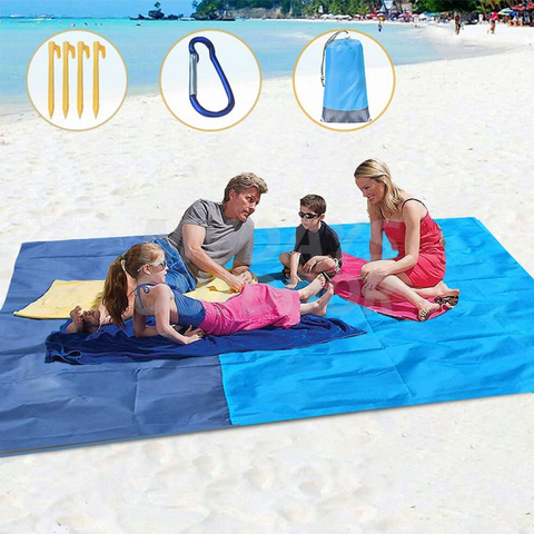Stranddecke, Strandmatte für 4–7 Erwachsene, sandfrei, wasserdicht, übergroß, leicht, Picknickdecke MDSCM-3