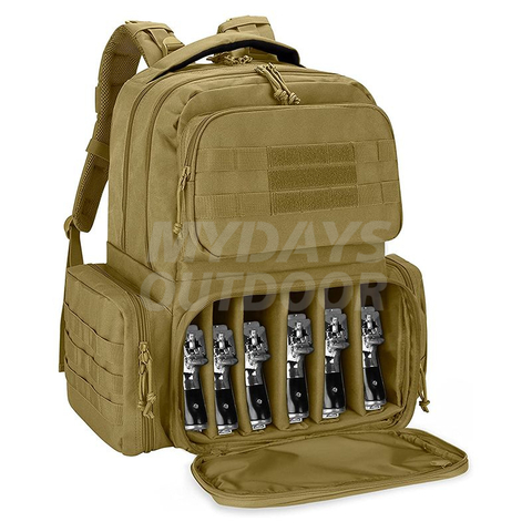Taktisk pistolryggsäck rymmer upp till 6 handeldvapen, Gun Range Backpack MDSHR-7