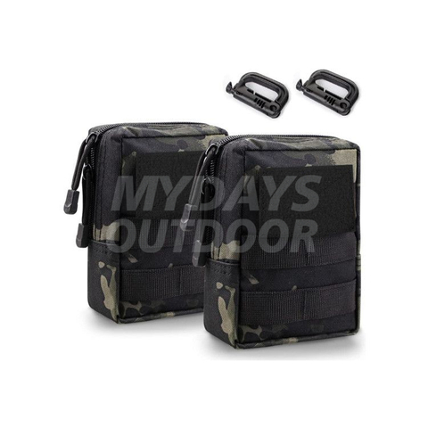 Tactical Molle-poser 2-pak taktisk taljetaske Vandafvisende små posetasker med D-ring kroge MDSHA-3