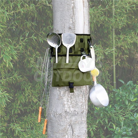 Udendørs lærred Bærbar Rejse Picnick Camping Værktøj Opbevaring Organizer Træ hængende taske MDSCO-6