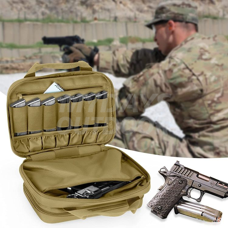 Tactical Gun Range Bag med 2 håndvåbenkapacitet, blød pistolkasse til håndvåben MDSHR-4
