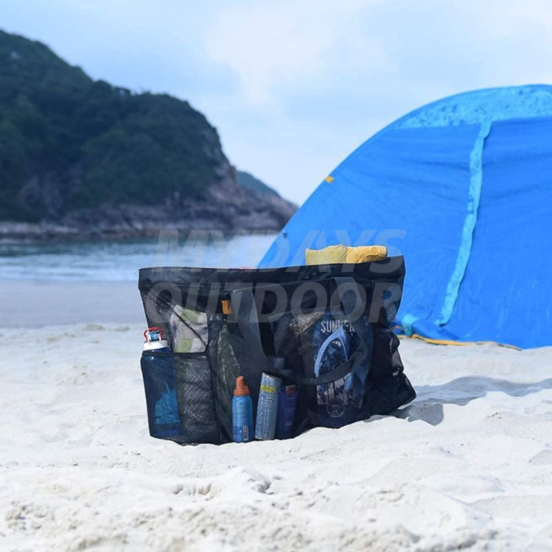 Oversized grote strandtas Strandtassen en bakken van mesh met ritssluiting en zakken MDSCB-5