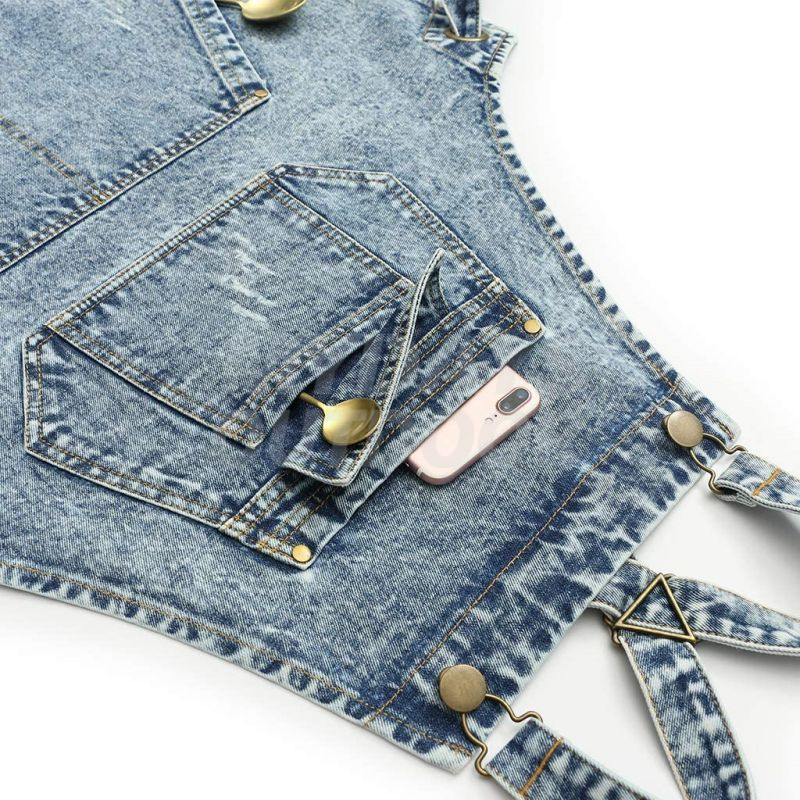 Tablier en coton denim avec poches pour homme - Tablier en jean bretelles croisées MDSGA-6