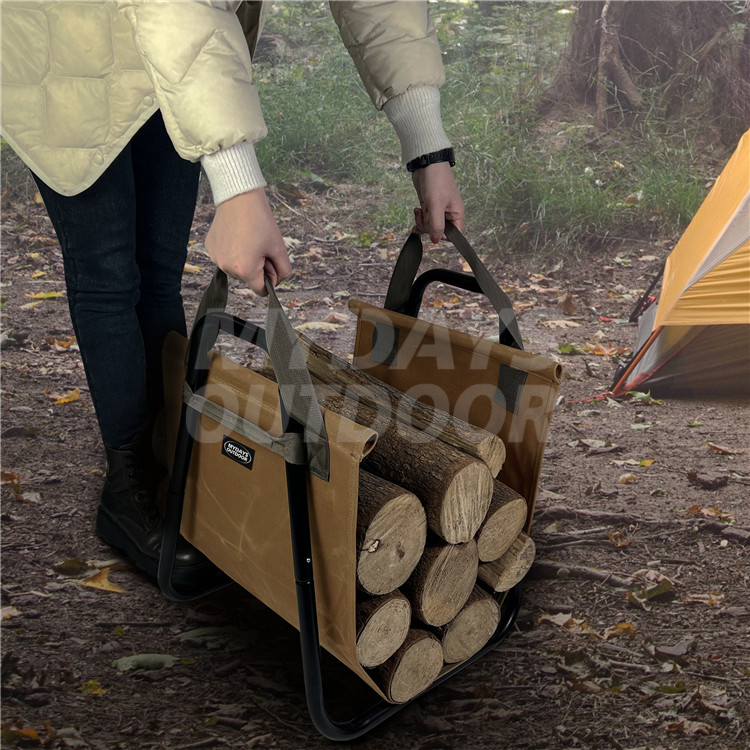 Portable Firewood Log Carrier with Metal Stand MDSGC-26