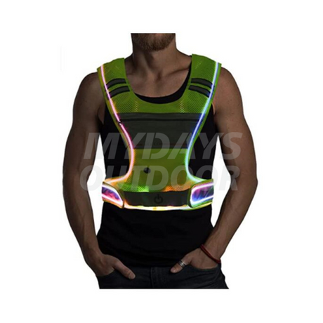 Night Running Cycling LED Reflective Vest Running Gear with Pouch USB Charging & Ultralight Reflective Safety Vest MDSSV-5