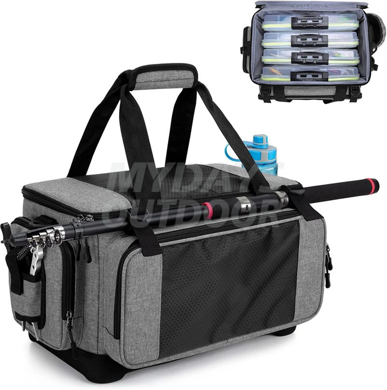 Soft Tackle Box Bag with Rod Holder Non-slip Base for Saltwater or Freshwater Fishing MDSFT-8