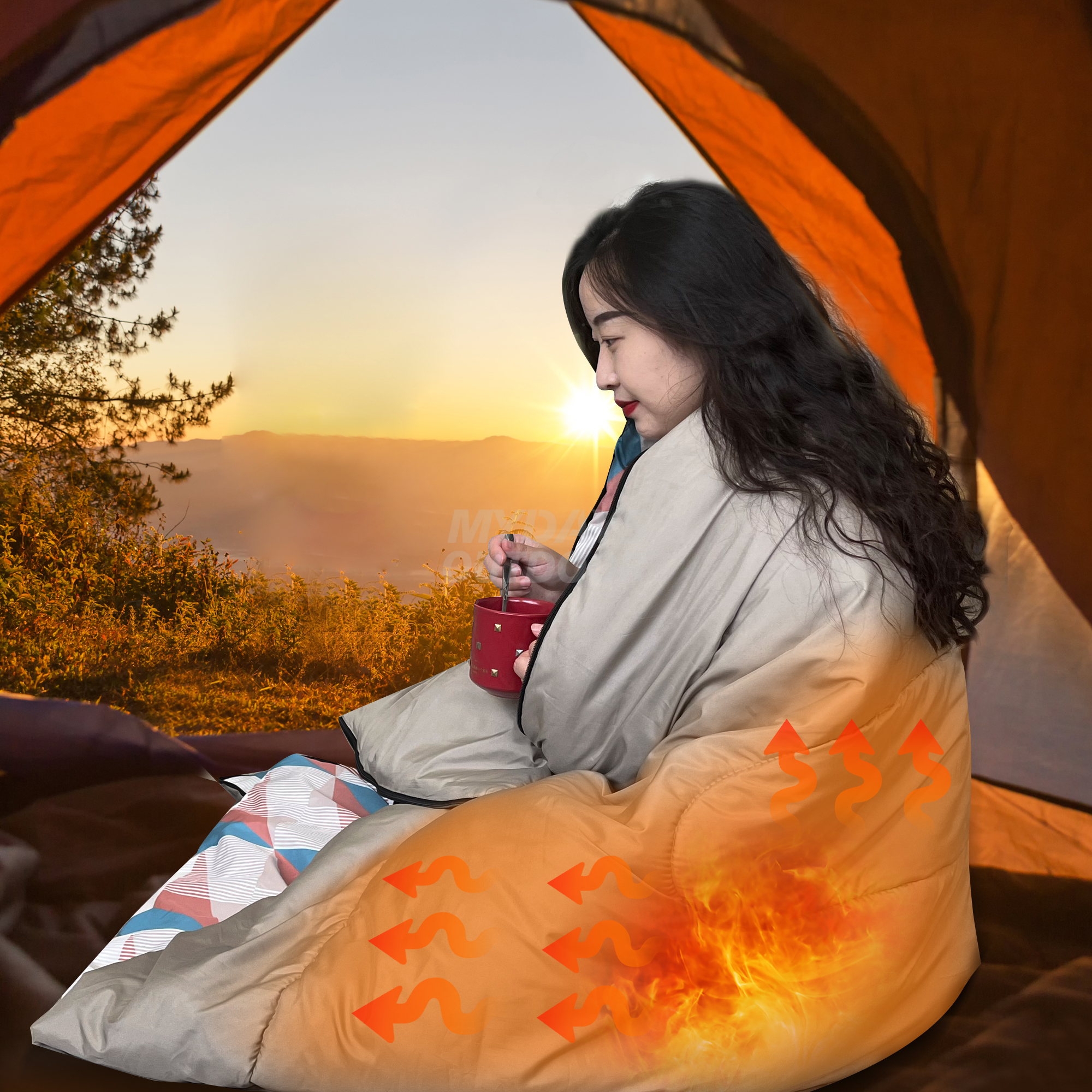 Saco de dormir con calefacción para clima frío para adultos para senderismo Camping MDSCP-25-H