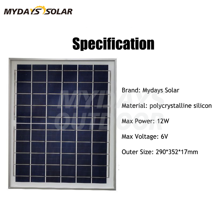 Ce Approved 12w Portable Multifunction High Efficiency Monocrystalline Home Solar Panel MDSP-4