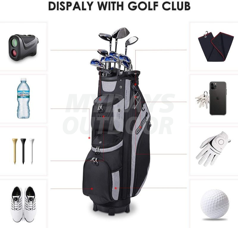 Golf Cart Bag for Push Bag Klassisk design i full lengde med kjøler MDSSF-2