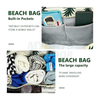 Stor strand-tote-taske til poolgymnastik til dagligvarerejser med våd lomme MDSCB-6