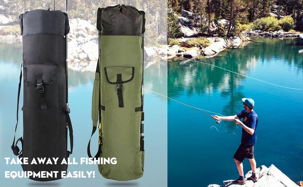 SILANON Borsa Da Pesca Per Canne – Grande Capacità 46x35,6 Cm – Tessuto Oxford 600D – Organizer Per Attrezzatura Da Viaggio