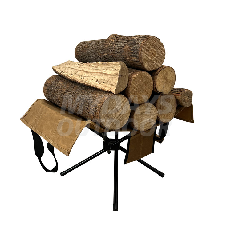 Fourre-tout de transport de bûches de bois de chauffage avec support métallique portable MDSGC-27