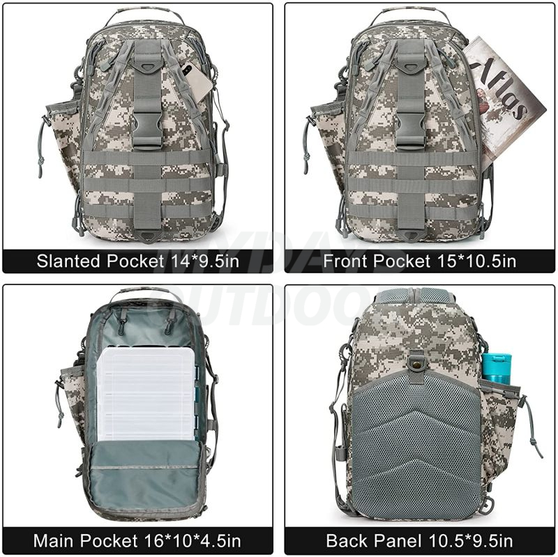 Tactical Sling Bag Fishing Tackle Storage Bag Water Resistant Fishing Backpack MDSHS-6