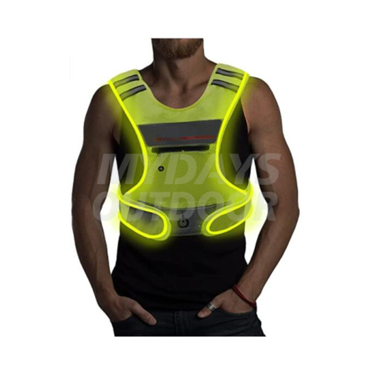 Night Running Cycling LED Reflective Vest Running Gear with Pouch USB Charging & Ultralight Reflective Safety Vest MDSSV-5