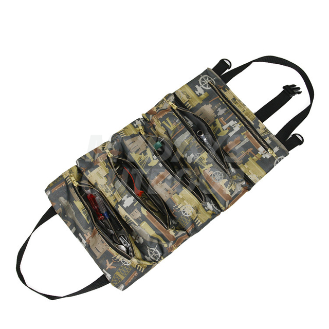 Tool Roll Wrench Roll Pouch Canvas Tool Organizer Bucket Wrap Roll Storage Case MDSOT-3