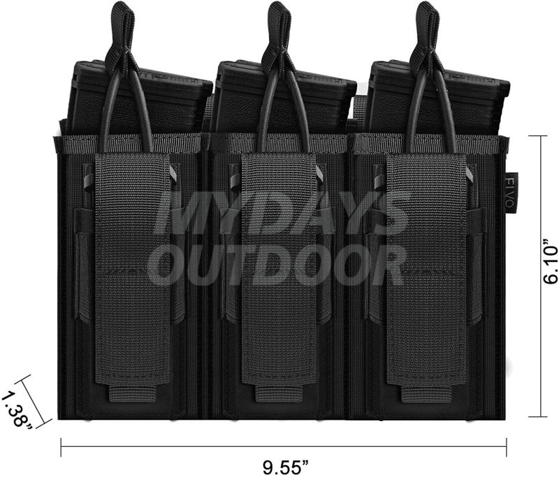 Open-Top Molle Dobbelt/Triple Magasin Tactical Mag-pose til riffel og pistol MDSTA-9