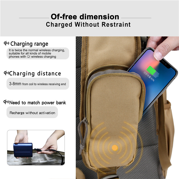 Wireless charging tatical sling bag9