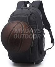 Sacs à dos de basket-ball de sport imperméables pour ordinateur portable de football avec compartiment à balles en maille noir MDSSB-4