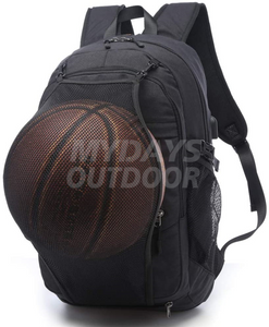 Waterproof Sports Basketball Backpacks Bags for Laptop Soccer with Mesh Ball Compartment Black MDSSB-4