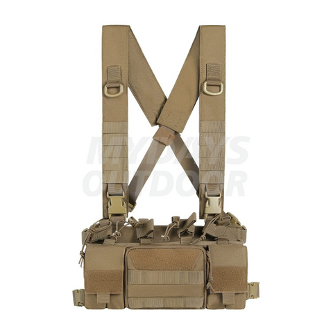 Taktische Chest Rig Bag Sportweste mit 5,56/7,62 Gewehr- und Pistolenmagazintasche und X-Gurt MDSSC-5