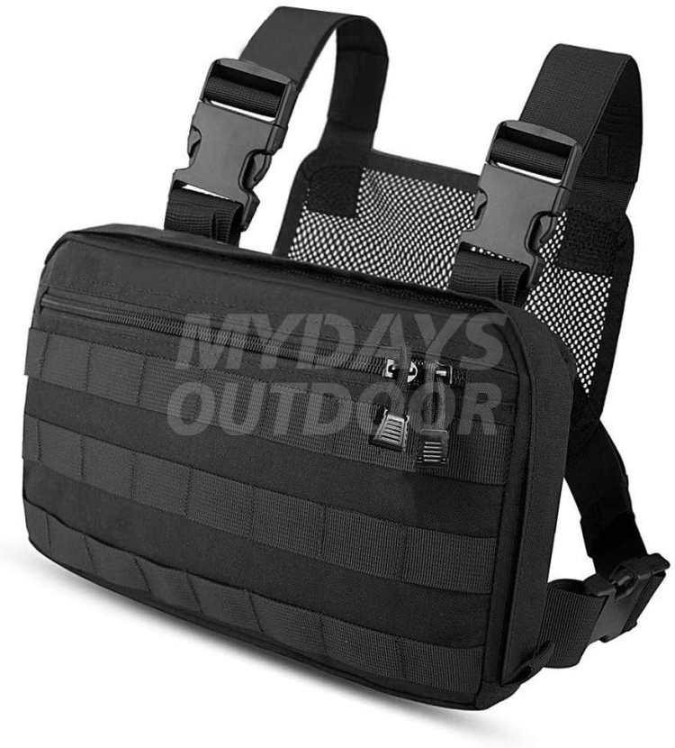 Molle Radio Chest Bag Tactical Chest Rig Molle Radio Chest Harness Holder Holster Vest for Two Way Radio Walkie Talkies MDSSC-4