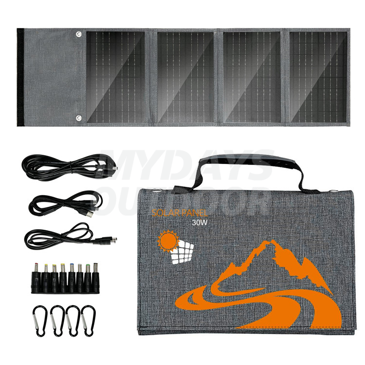 30W Portable Solar Panel Charger Kits with 3 Foldable Panel MDSC-2