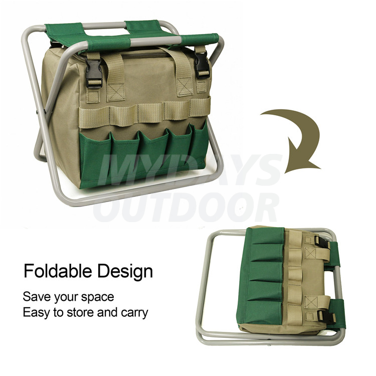 Garden Tools Set Heavy Duty Folding Stool Tote Bag and Stainless Steel Gardening Tools MDSGG-4