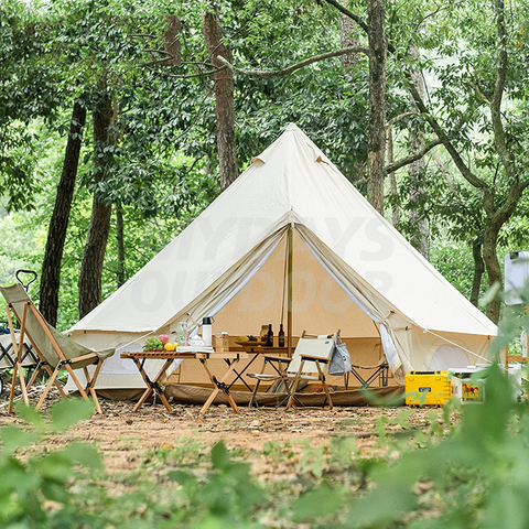 Stort Yurt-tält i bomullscanvas för familjens lyxiga glampingklocktält MDSCE-2