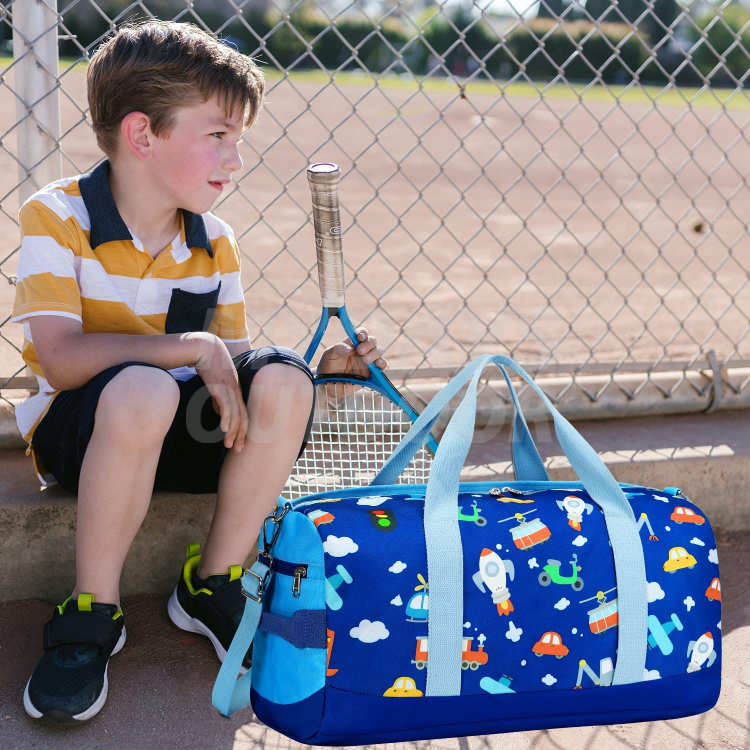 Duffle Bag for Kids Boys Girls Gym Sports Travel Overnight Bag Weekender with Shoe Compartment and Wet Pocket MDSSD-4